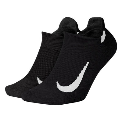 Nike Multiplier Running No-Show Socks - BlackToe Running#colour_black-with-white-swoosh