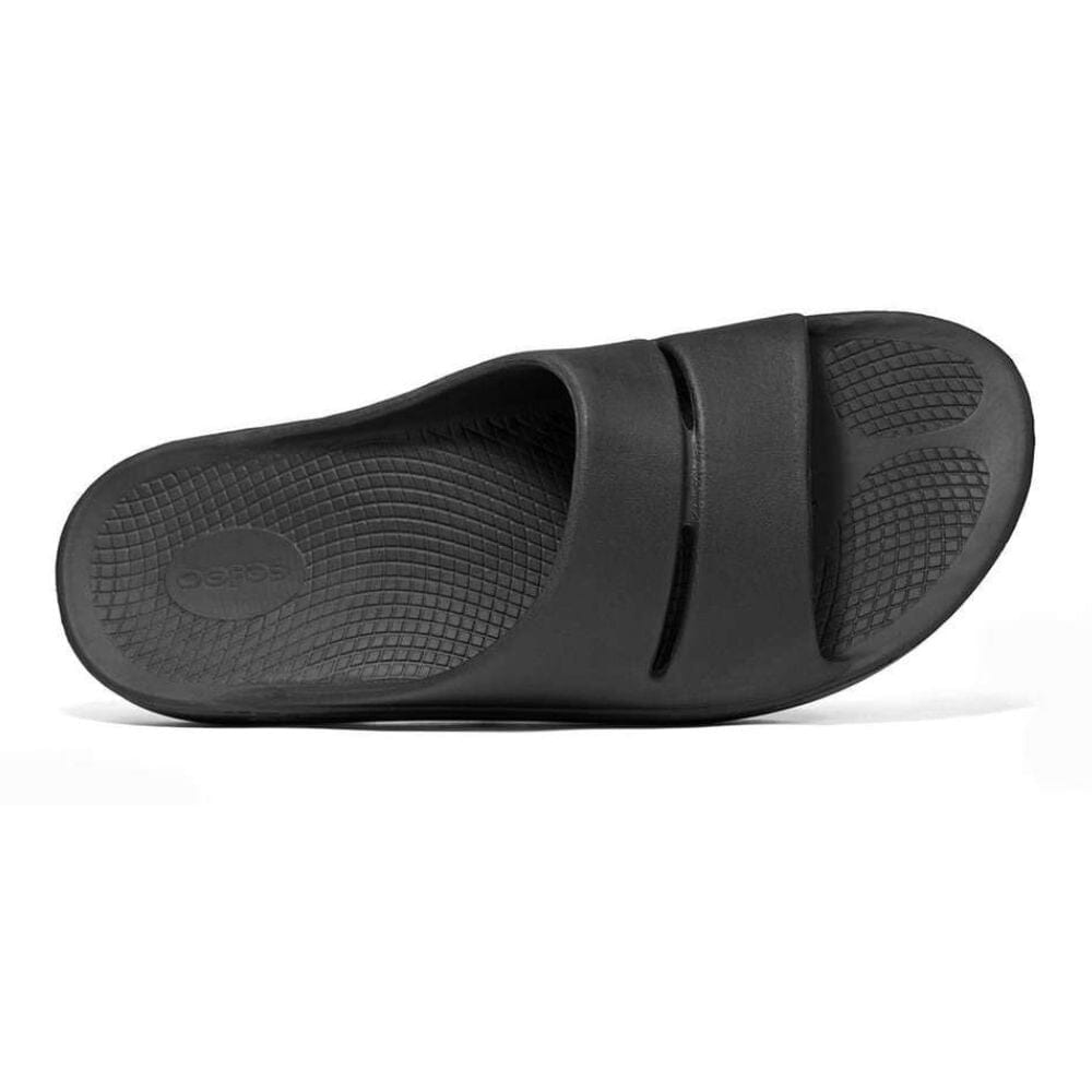 Oofos Ooahh Slide Sandal - BlackToe Running#colour_black