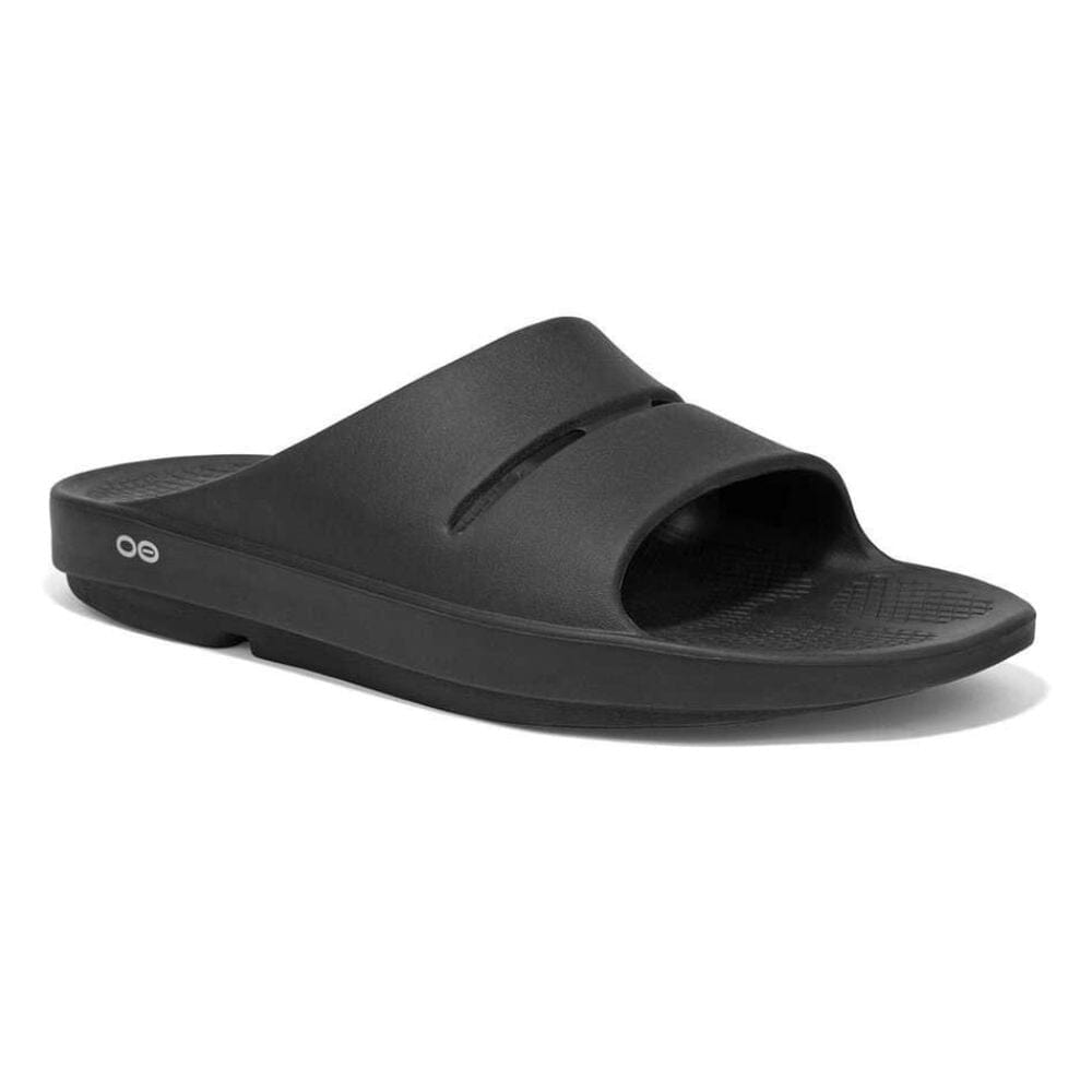 Oofos Ooahh Slide Sandal - BlackToe Running#colour_black