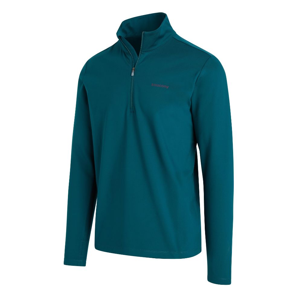 Saucony Men's Solstice 1/4 Zip - BlackToe Running#colour_lagoon