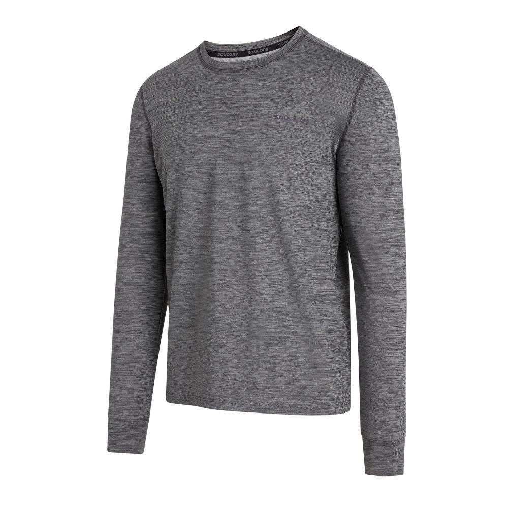 Saucony Men's Boulder Baselayer - BlackToe Running#colour_black-heather