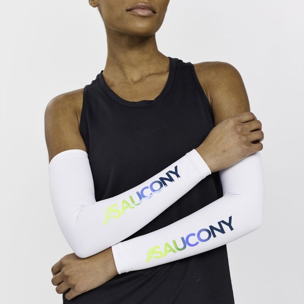 Saucony Fortify Arm Sleeves Arm Sleeves - BlackToe Running#colour_white