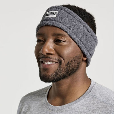 Saucony Rested Sherpa Headband Headwear - BlackToe Running#colour_black-heather