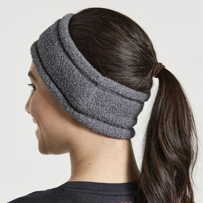 Saucony Rested Sherpa Headband Headwear - BlackToe Running#colour_black-heather