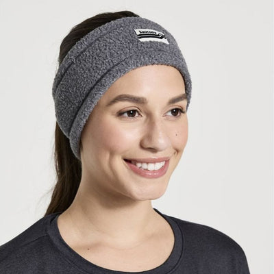 Saucony Rested Sherpa Headband Headwear - BlackToe Running#colour_black-heather