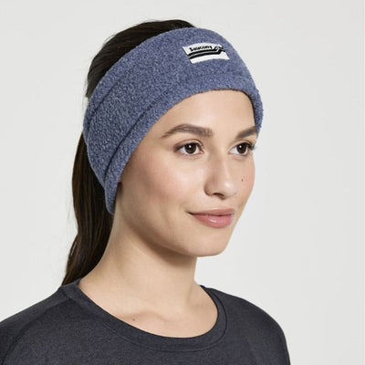 Saucony Rested Sherpa Headband Headwear - BlackToe Running#colour_sodalite-heather