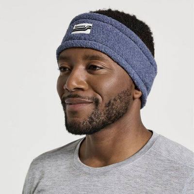 Saucony Rested Sherpa Headband Headwear - BlackToe Running#colour_sodalite-heather