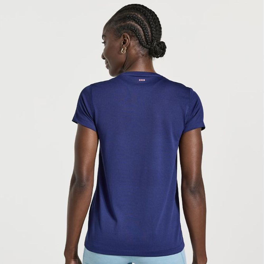 Saucony Women's Re-Imagined Stopwatch Short Sleeve Women's Tops - BlackToe Running#colour_sodalite