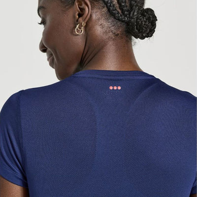 Saucony Women's Re-Imagined Stopwatch Short Sleeve Women's Tops - BlackToe Running#colour_sodalite
