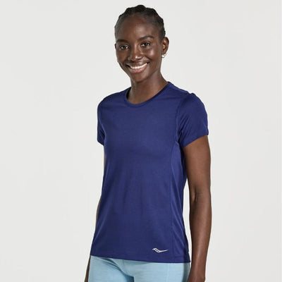 Saucony Women's Re-Imagined Stopwatch Short Sleeve Women's Tops - BlackToe Running#colour_sodalite