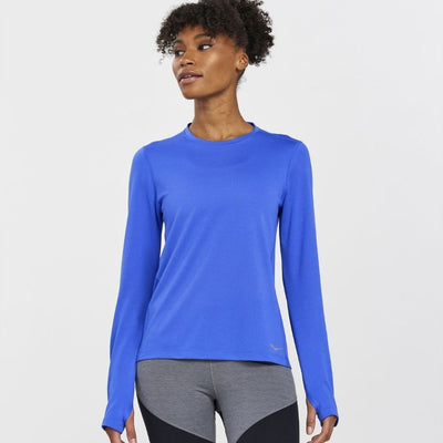 Saucony Women's Stopwatch Long Sleeve - BlackToe Running#colour_blue-raz