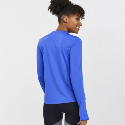 Saucony Women's Stopwatch Long Sleeve - BlackToe Running#colour_blue-raz