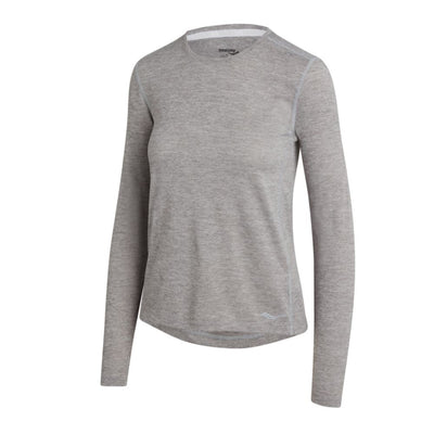 Saucony Women's Stopwatch Long Sleeve - BlackToe Running#colour_light-grey-heather