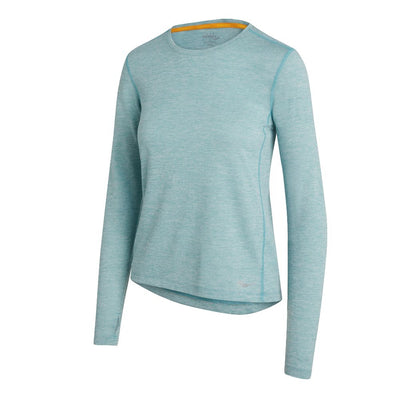 Saucony Women's Stopwatch Long Sleeve - BlackToe Running#colour_rainfall-heather