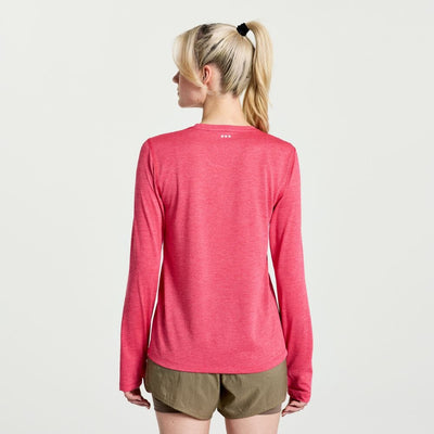 Saucony Women's Stopwatch Long Sleeve - BlackToe Running#colour_rose-heather