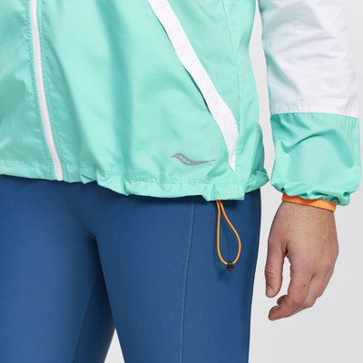 Saucony Women's Packaway Jacket - BlackToe Running#colour_cool-mint