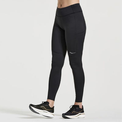 Saucony Women's Mid-Rise Fortify Tight Women's Bottoms - BlackToe Running#colour_black