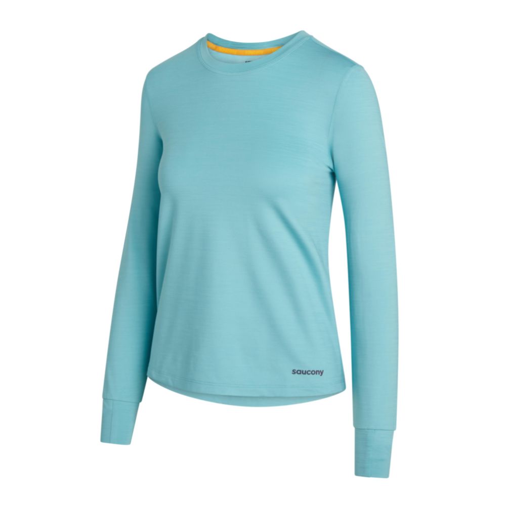 Saucony Women's Boulder Baselayer - BlackToe Running#colour_rainfall-heather
