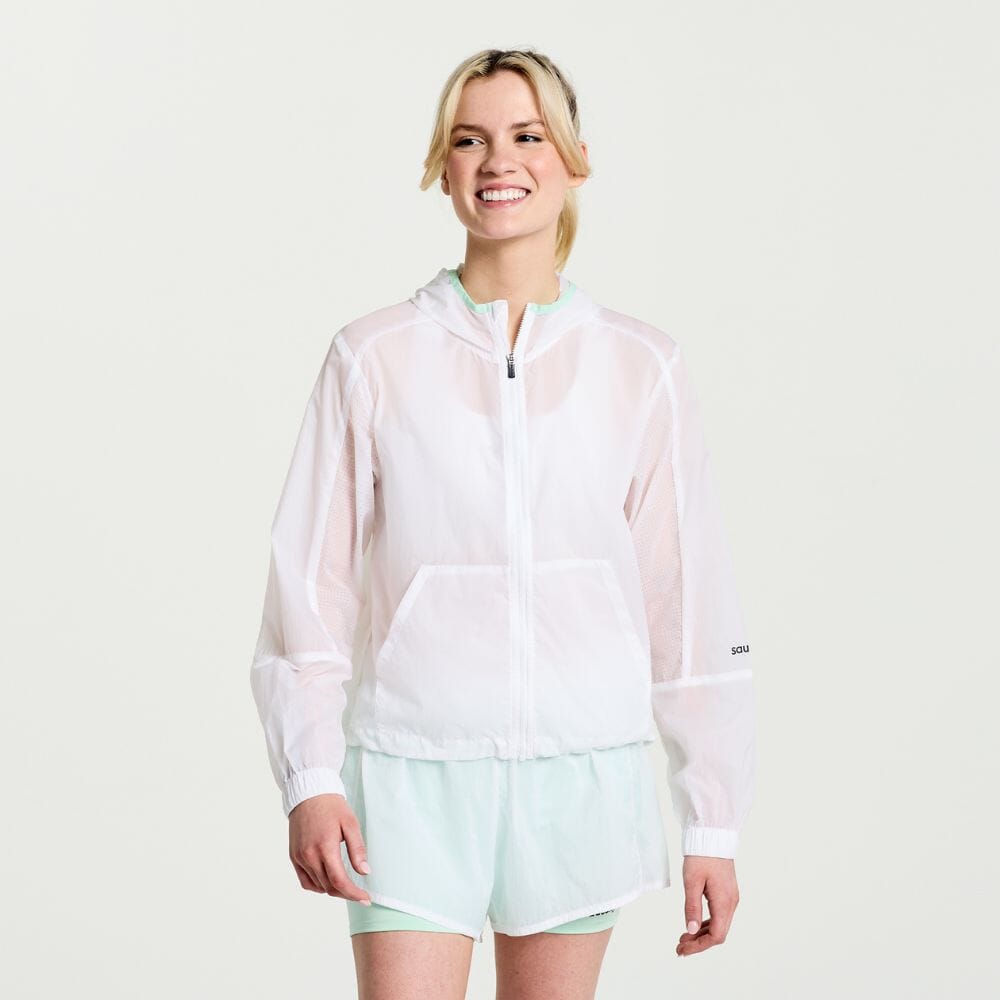 Saucony Women's Elevate Packaway Jacket Women's Tops - BlackToe Running#colour_white