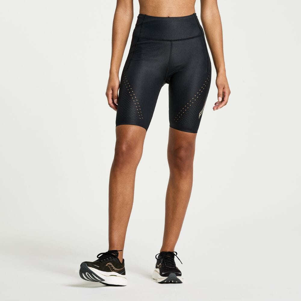 Saucony Women's Pinnacle 8" Tight Short Women's Bottoms - BlackToe Running#colour_black