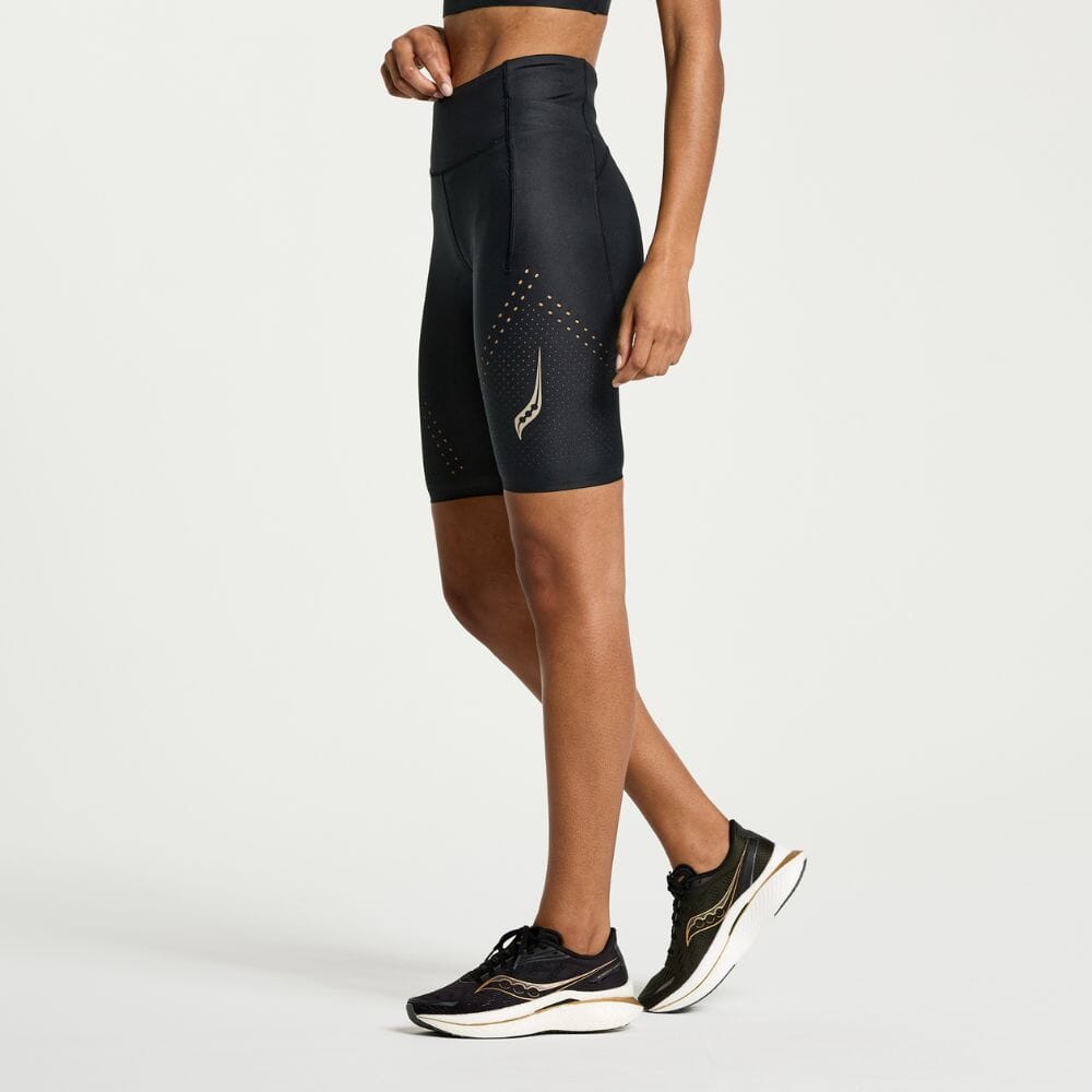 Saucony Women's Pinnacle 8" Tight Short Women's Bottoms - BlackToe Running#colour_black