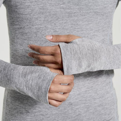 Saucony Women's Stopwatch Long Sleeve - BlackToe Running#colour_light-grey-heather