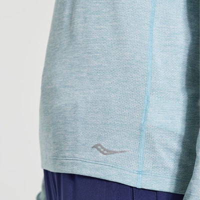 Saucony Women's Stopwatch Long Sleeve - BlackToe Running#colour_rainfall-heather