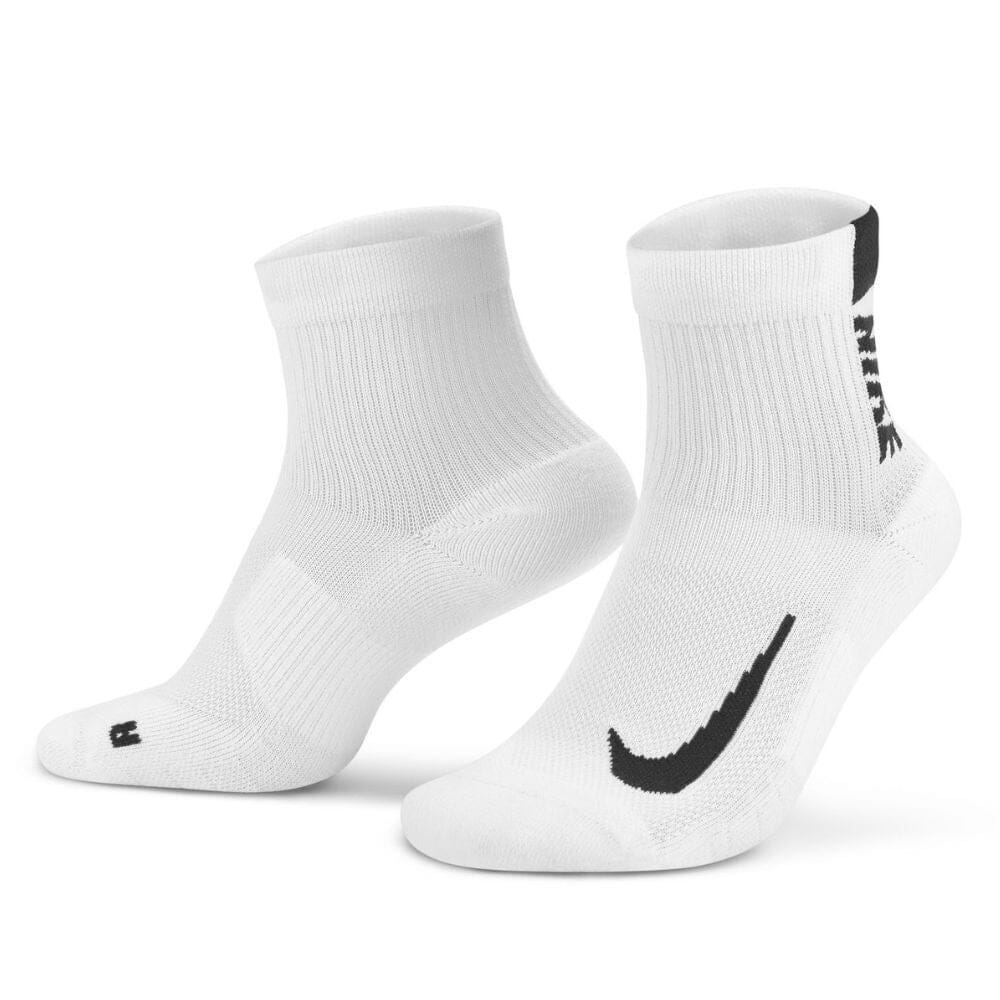 Nike Multiplier Light Cushion Ankle Quarter Socks - BlackToe Running#colour_white