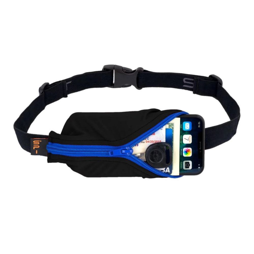 SpiBelt Large Pocket - BlackToe Running#colour_black-with-blue-zipper