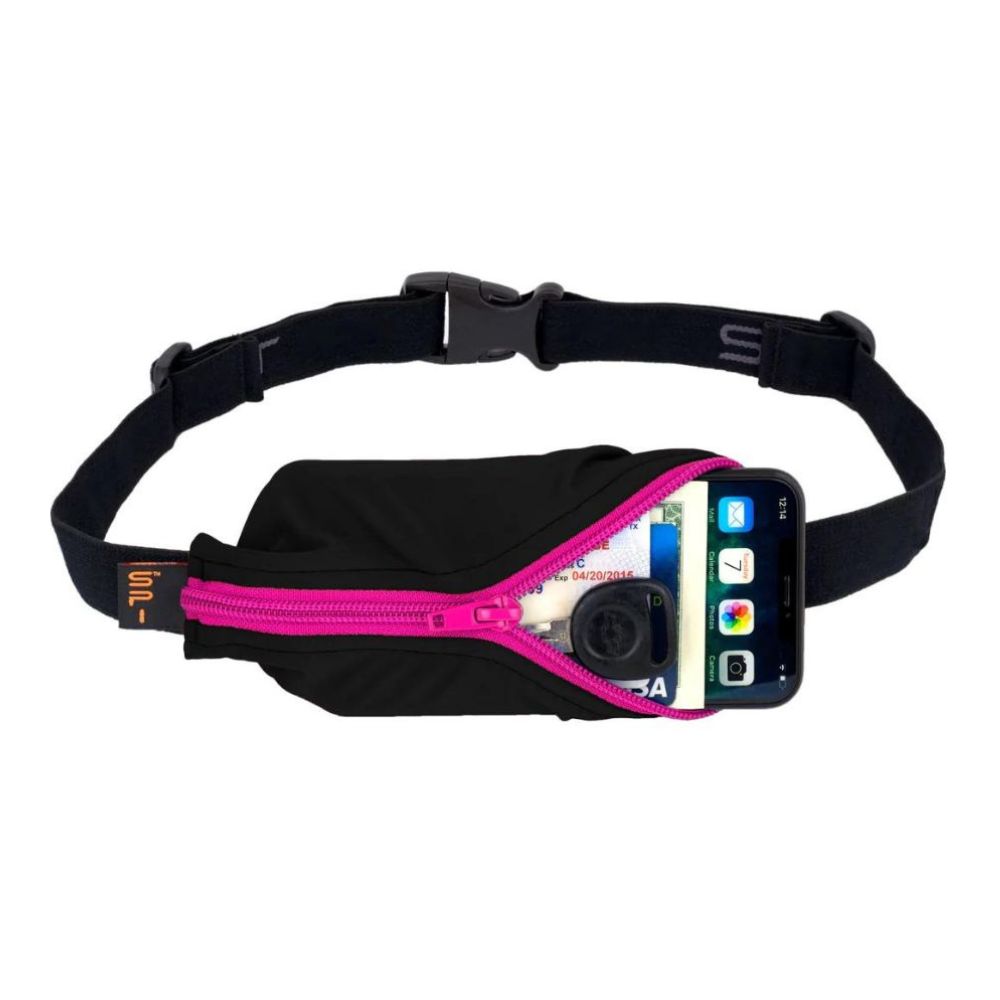 SpiBelt Large Pocket - BlackToe Running#colour_black-with-hot-pink-zipper