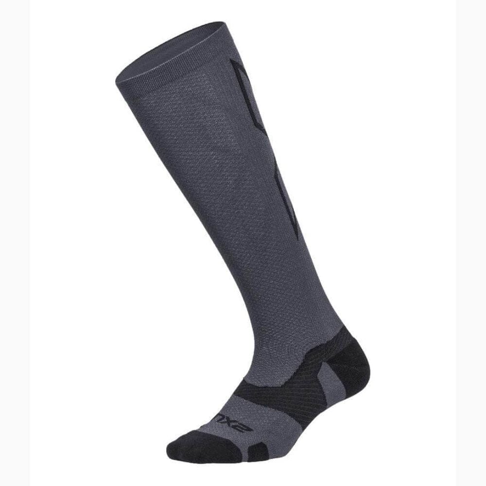 2XU Vector Light Cushion Full Length Compression Socks - BlackToe Running#colour_titanium-black