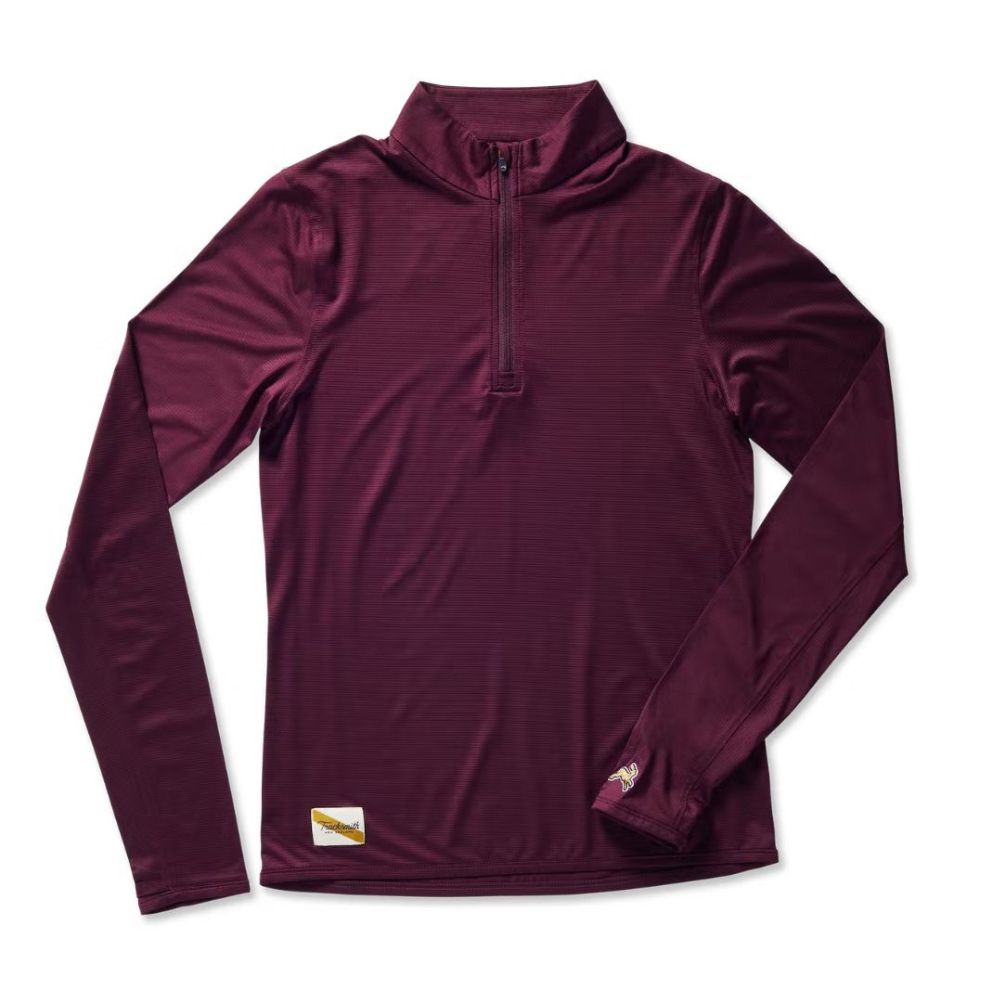 Tracksmith Women's Twilight Quarter Zip Women's Tops - BlackToe Running#colour_wine