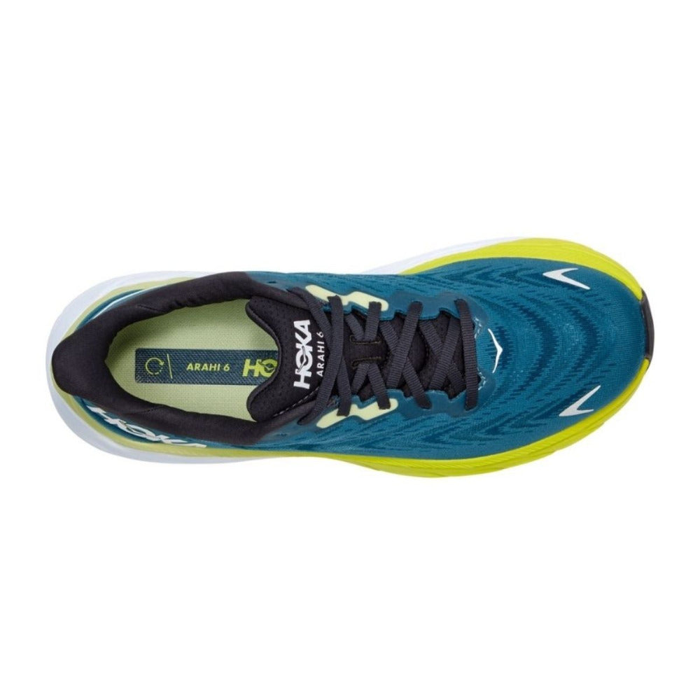 Hoka One One Men's Arahi 6 - BlackToe Running#colour_blue-graphite-blue-coral