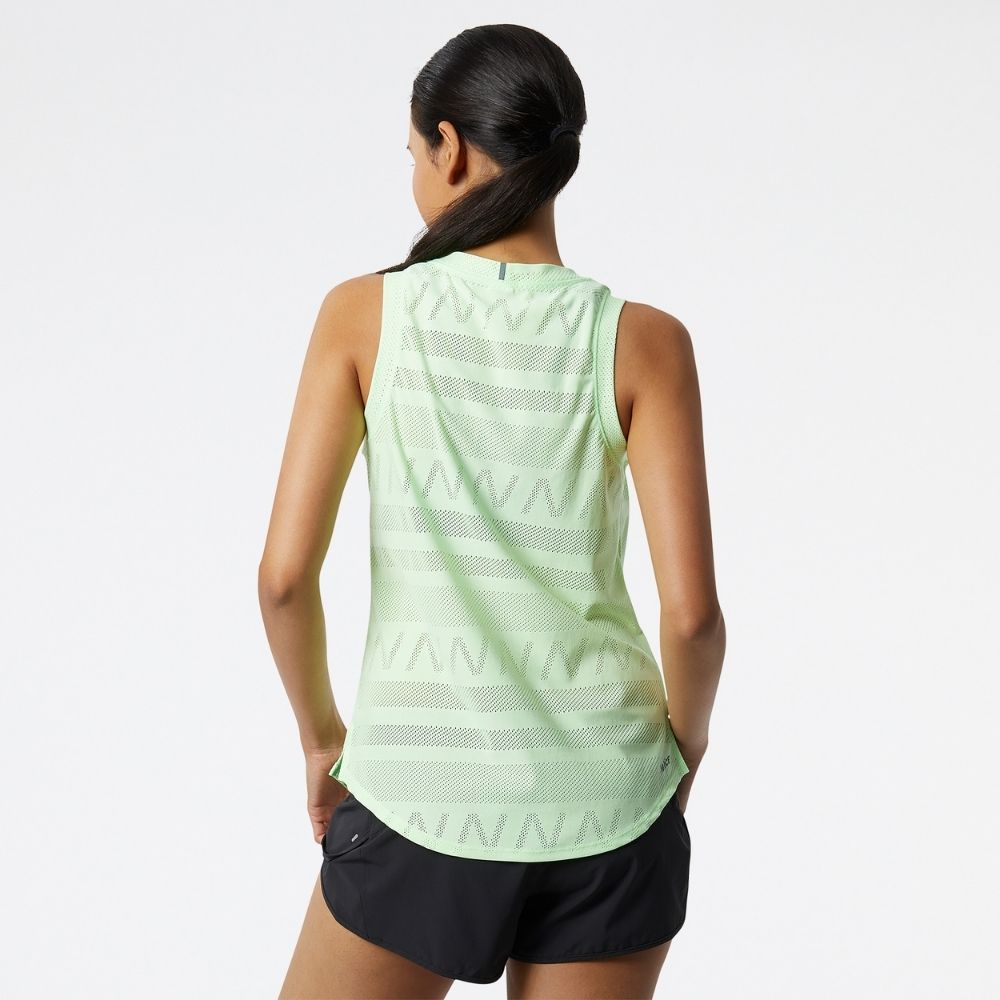 New Balance Women's Q Speed Jacquard Tank - BlackToe Running#colour_vibrant-spring-glo