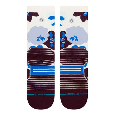 Stance Women's Run Open Fields Crew Socks - BlackToe Running#colour_natural-light-beige