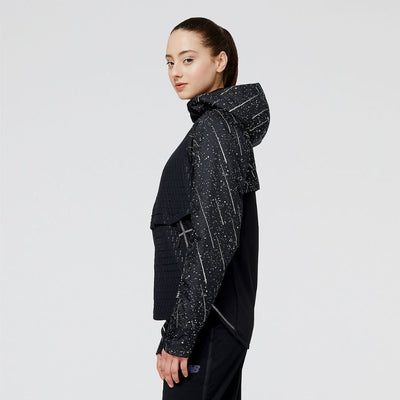 New Balance Women's Reflective Print Impact Run Heat Jacket Women's Tops - BlackToe Running#colour_black