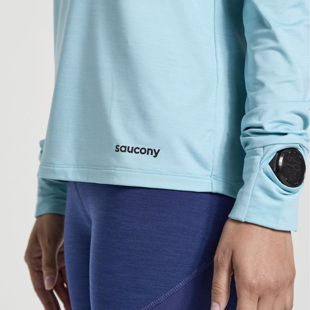 Saucony Women's Boulder Baselayer - BlackToe Running#colour_rainfall-heather