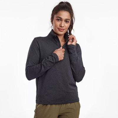  Saucony Women's Quarter Sunday Zip - BlackToe Running#colour_black