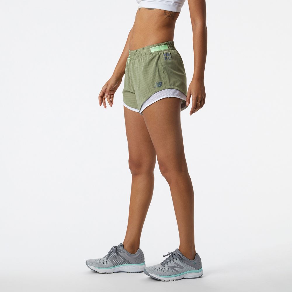 New Balance Women's Q Speed Fuel Short Women's Shorts - BlackToe Running#colour_olive-leaf