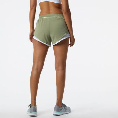 New Balance Women's Q Speed Fuel Short Women's Shorts - BlackToe Running#colour_olive-leaf