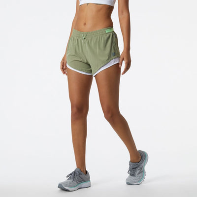 New Balance Women's Q Speed Fuel Short Women's Shorts - BlackToe Running#colour_olive-leaf