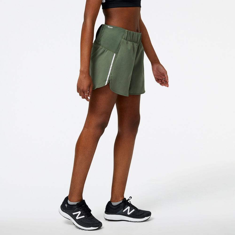 New Balance Women's 5" Impact Run Short Women's Shorts - BlackToe Running#colour_deep-olive-green