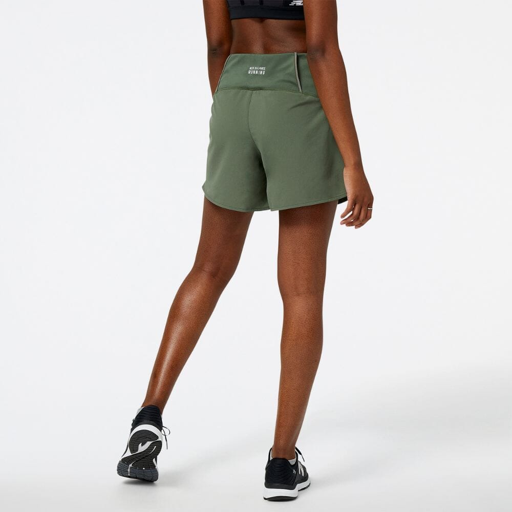 New Balance Women's 5" Impact Run Short Women's Shorts - BlackToe Running#colour_deep-olive-green