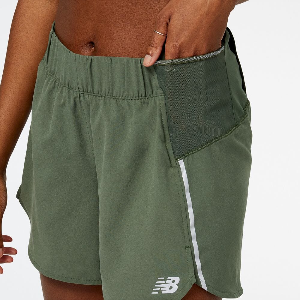 New Balance Women's 5" Impact Run Short Women's Shorts - BlackToe Running#colour_deep-olive-green