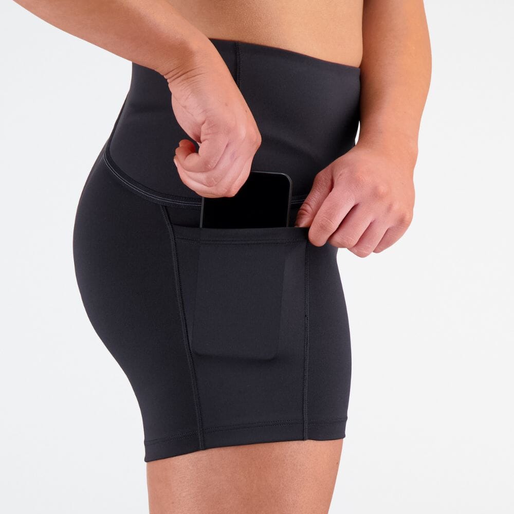 New Balance Women's Q Speed Shape Shield 4 Inch Fitted Short Women's Bottoms - BlackToe Running