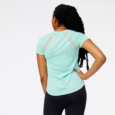 New Balance Women's ICEx Impact Run Short Sleeve Women's Tops - BlackToe Running#colour_bright-mint-heather