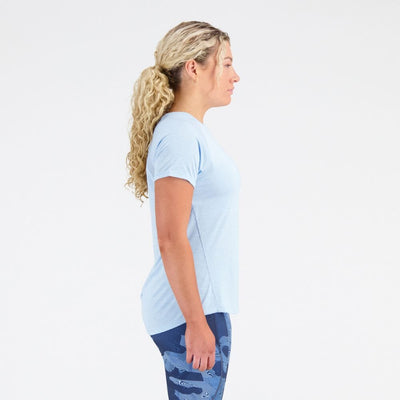 New Balance Women's ICEx Impact Run Short Sleeve Women's Tops - BlackToe Running#colour_blue-haze-heather