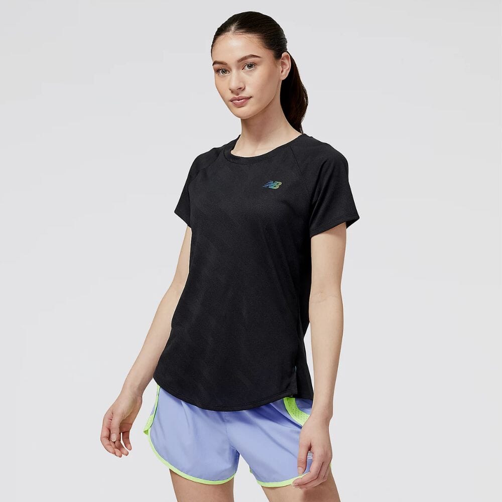 New Balance Women's Q Speed Jacquard ICEx Short Sleeve - BlackToe Running