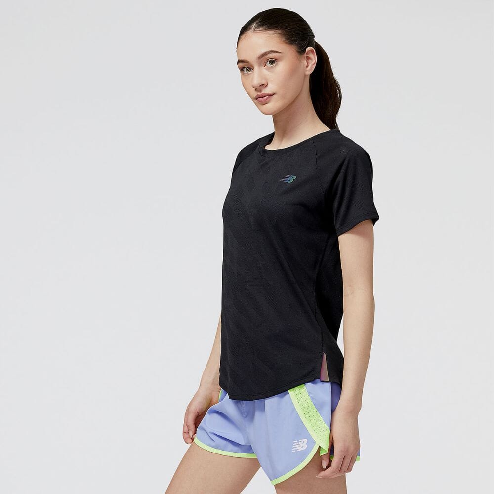 New Balance Women's Q Speed Jacquard ICEx Short Sleeve - BlackToe Running#colour_black