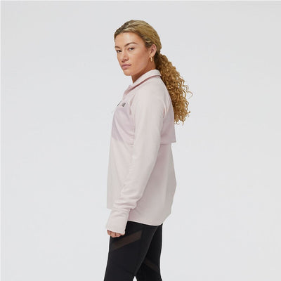 New Balance Women's Q Speed Shift 1/2 Zip Women's Tops - BlackToe Running#colour_stone-pink